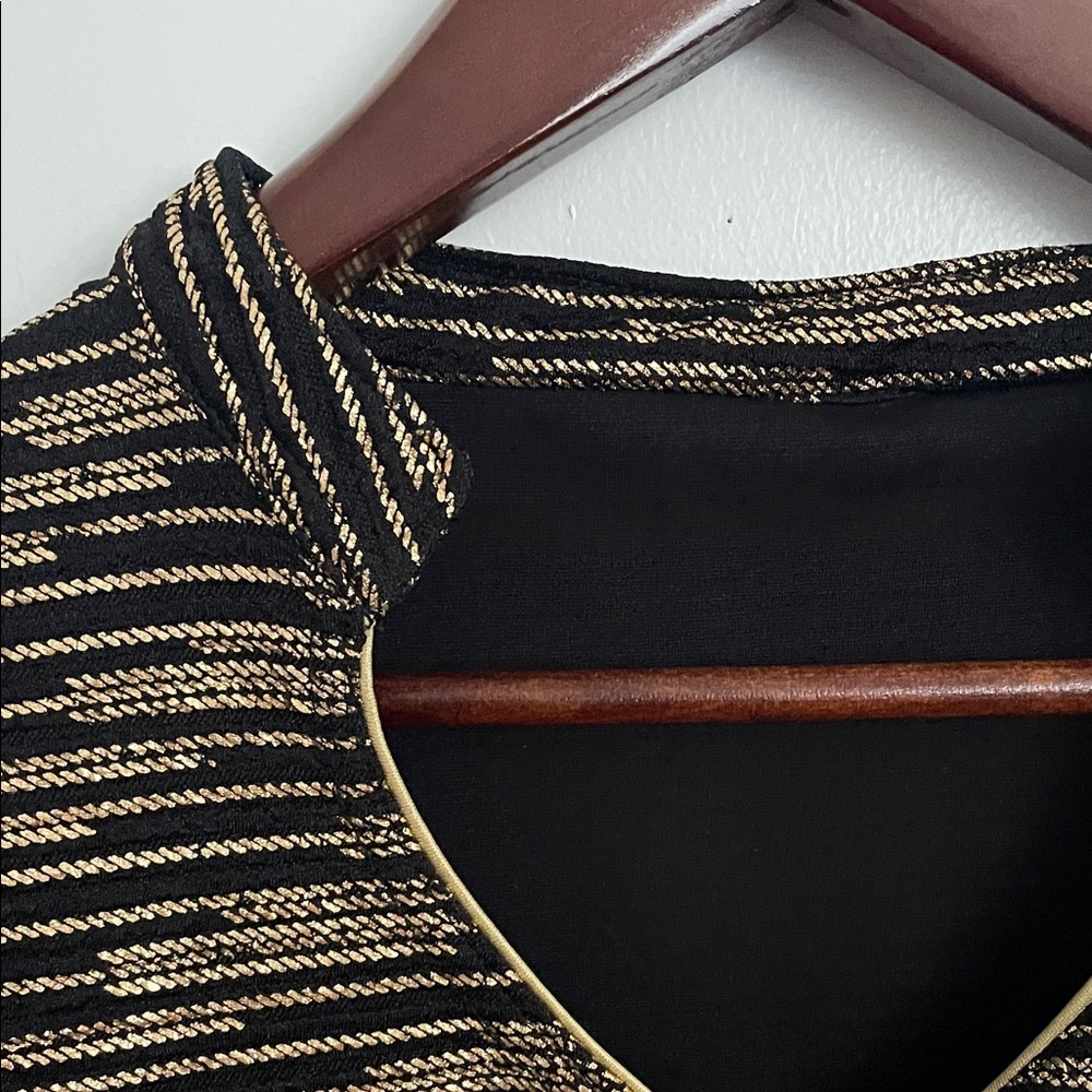 Black and Gold Striped Women's Top - Picture 3 of 11